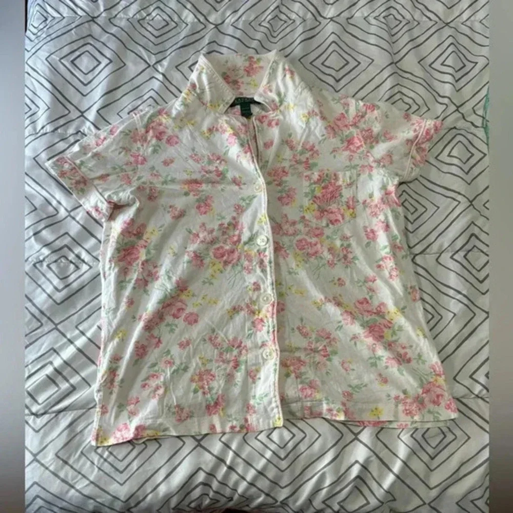 Lauren Ralph Lauren Women’s Pajama Sleep Button Down Top size Large